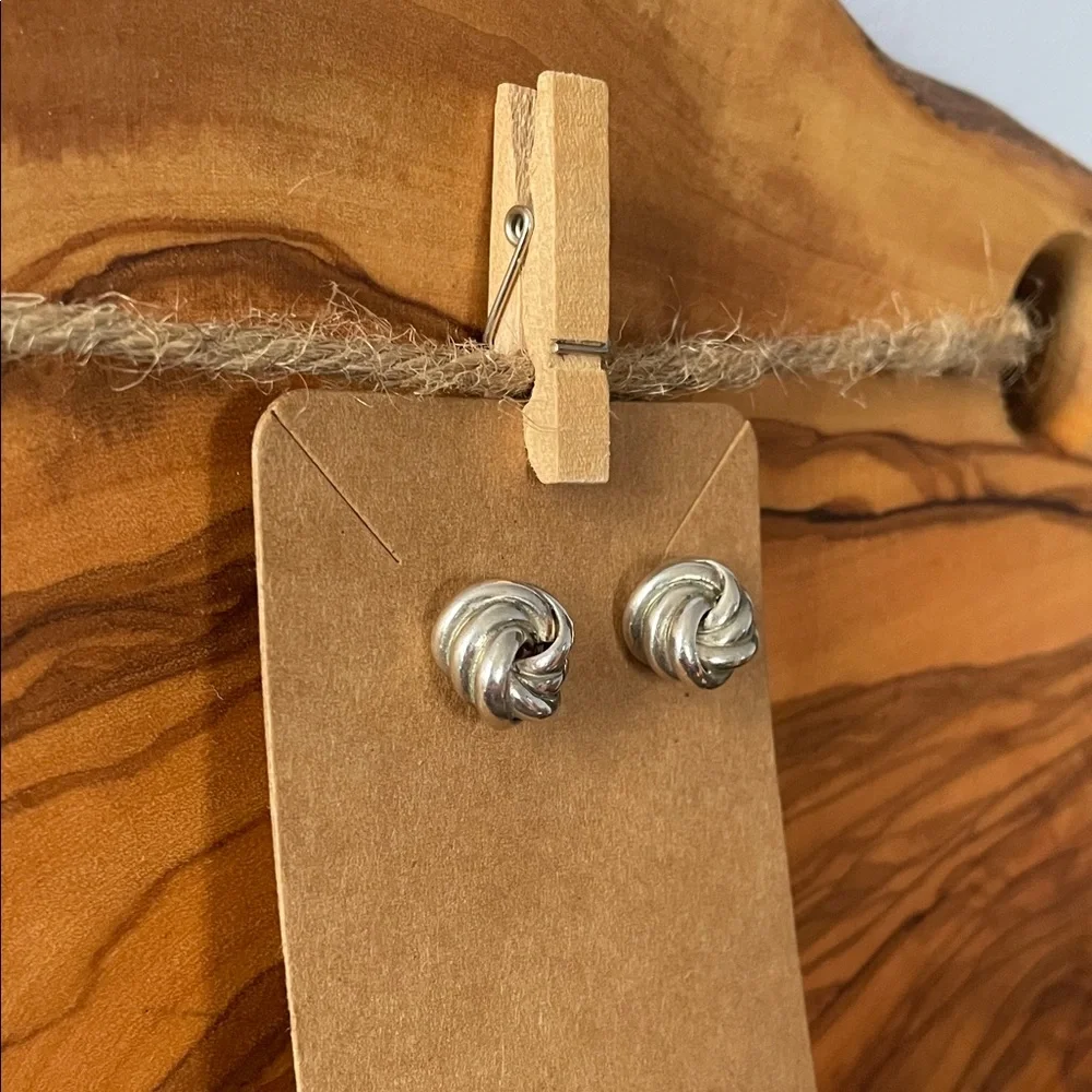 Elegant Sterling Silver Love Knot Stud Earrings